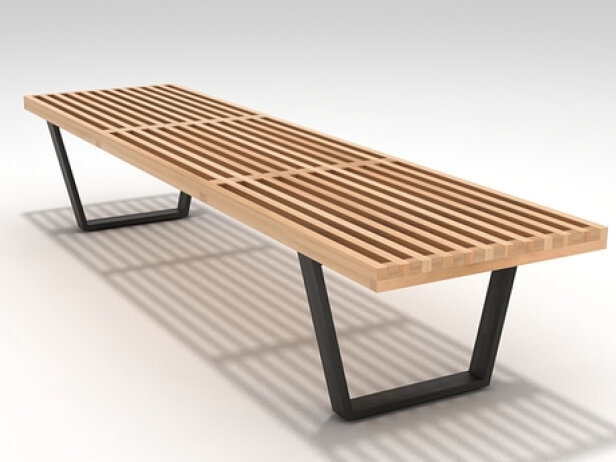 Black Button-Tufted Upholstered Bench, Wood Legs