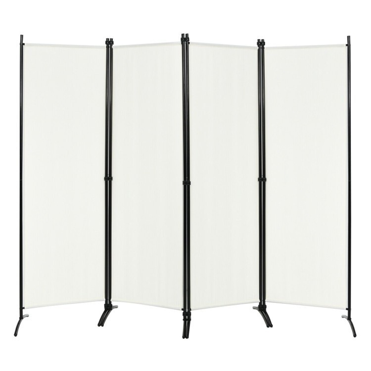 Black Frame Room Divider White Fabric Minimalist Partition