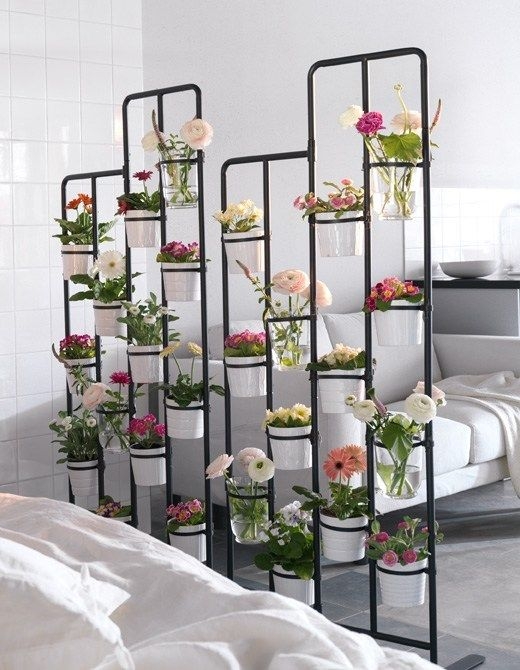 Black Metal Tiered Plant Stand, Indoor Room Divider Partition