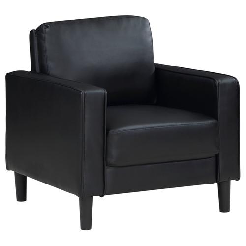 Black Track Arm Accent Chair with Tapered Wood Legs