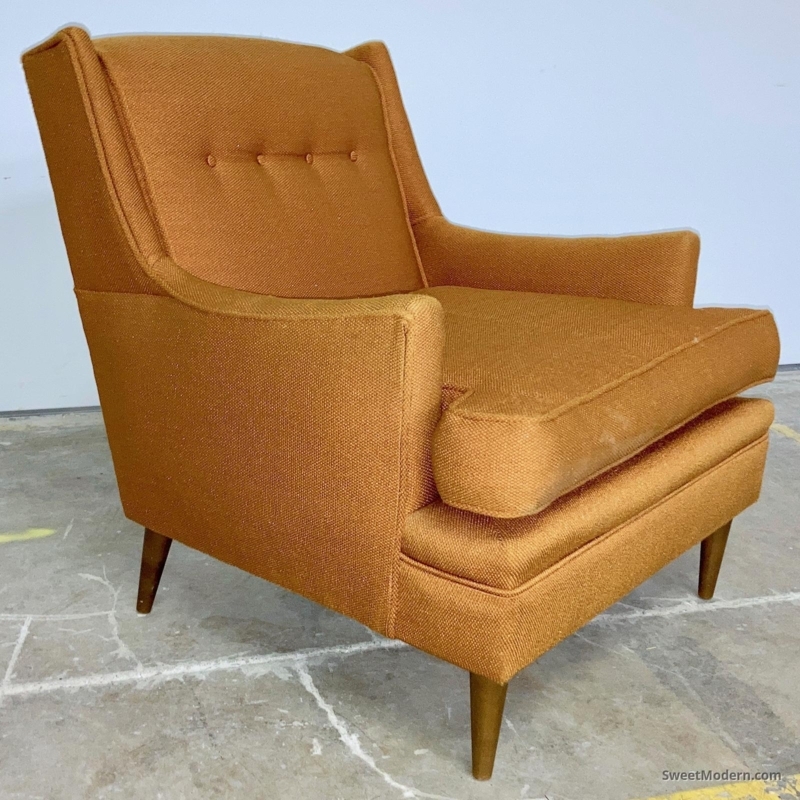 Blue Accent Chair Splayed Wood Legs Mid Century Retro