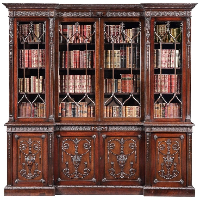 Bookcase Arched Glazing Bars, Neoclassical Glazed Display Cabinet