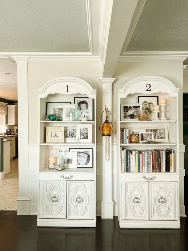 Bookcase Arched Niche Design Built-In Look Coastal Cottage Style