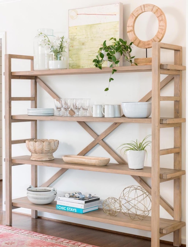 Bookcase Arched Top Modern Farmhouse Light Wood Base Cabinets