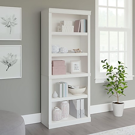 Bookcase Arctic White Finish Tall Silhouette Adjustable Shelves