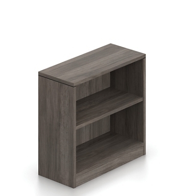 Bookcase Artisan Gray Finish Thick Side Panels Contemporary Storage