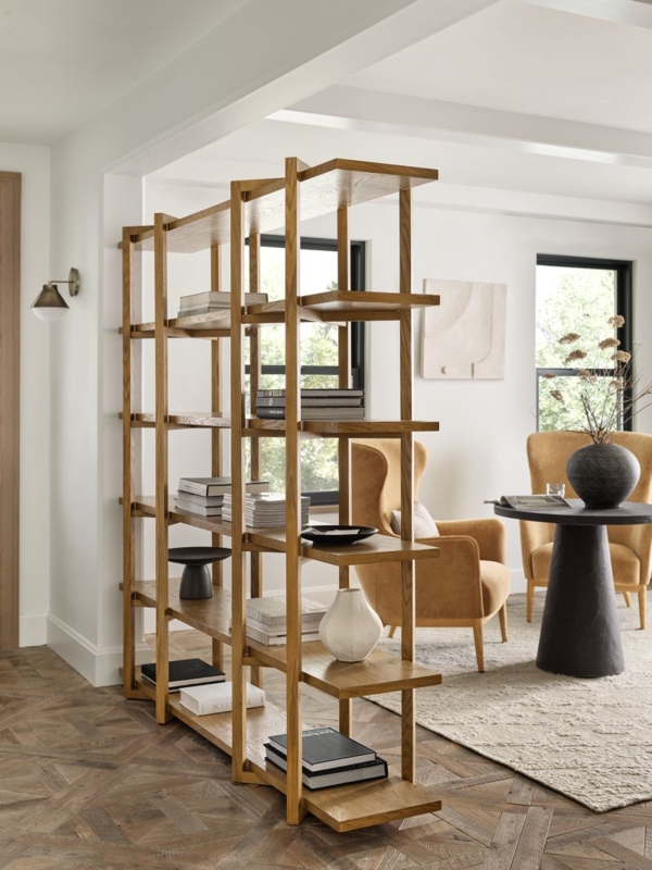 Bookcase Asymmetrical Dividers Wide Silhouette Organic Modern
