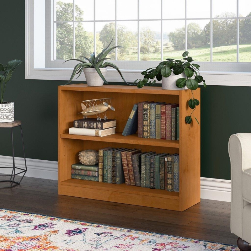 Bookcase Cherry Finish Adjustable Shelf Traditional Wood Toned Shelving