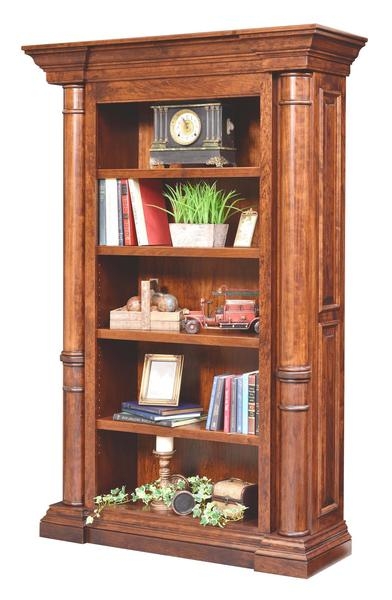 Bookcase Classic Wood Toned Finish Six Shelves Adjustable