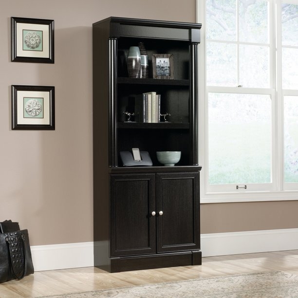 Bookcase Concealed Lower Storage Shaker Panel Doors