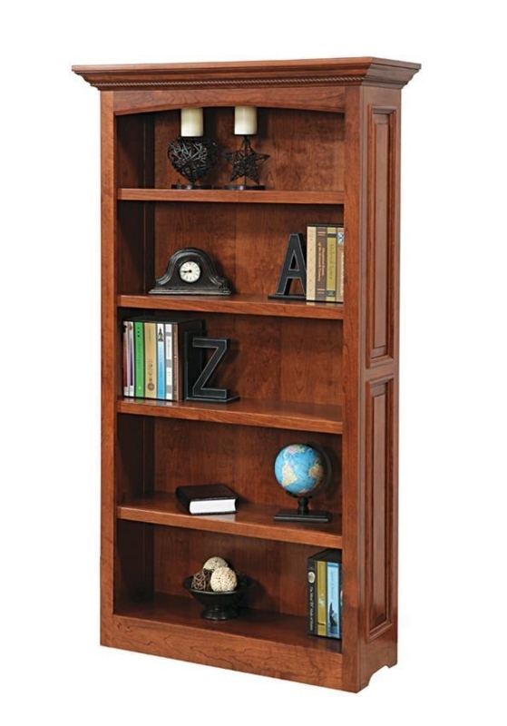 Bookcase Dark Cherry Stain Arched Top Raised Doors Craftsman Home Office