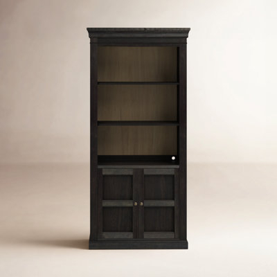 Bookcase Dark Espresso Six Shelf Design Crown Molding Rustic Farmhouse