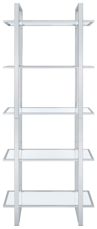 Bookcase, Dark Shelves Industrial Glam Chrome, X-Back Support
