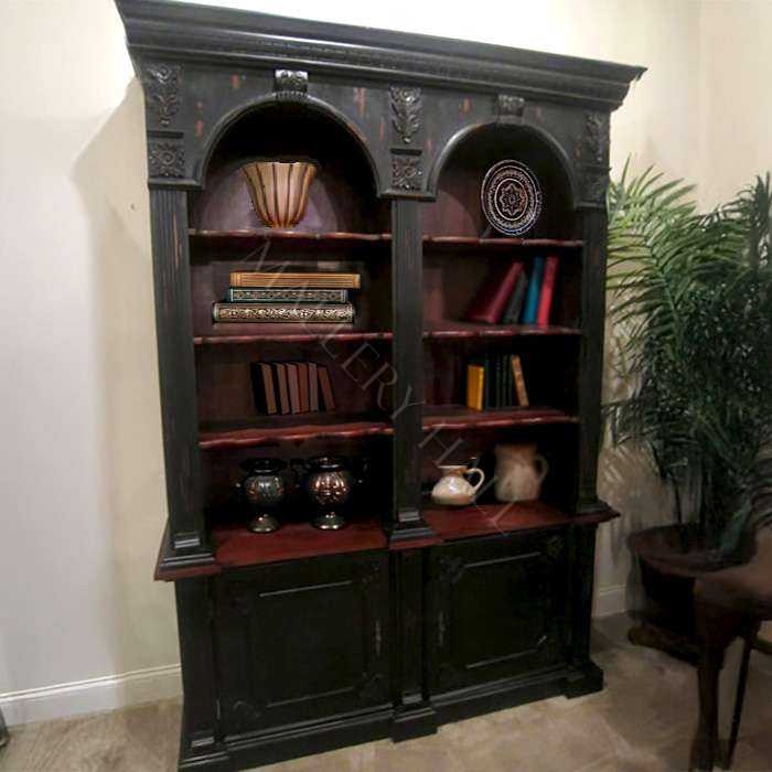 Bookcase Double Arch Silhouette with Contrasting Wood Interior