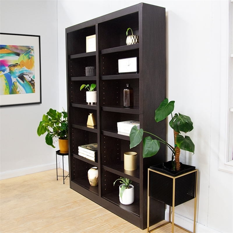 Bookcase Double Wide Set Arched Crown Fluted Pilasters