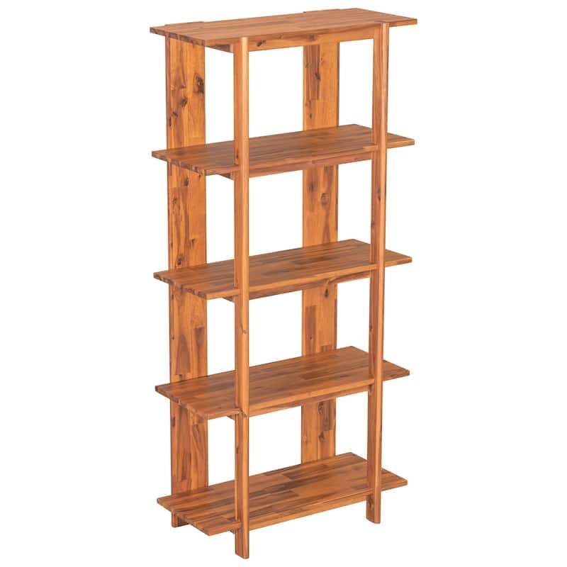 Bookcase Ebonized Black Finish X Brace Support Tapered Silhouette