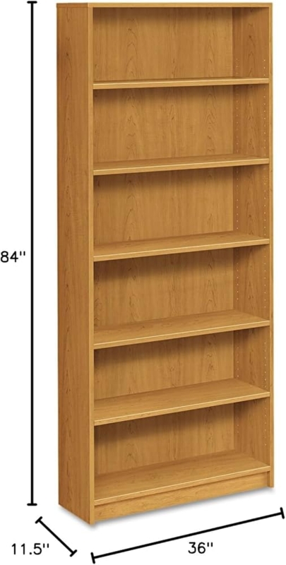 Bookcase Espresso Finish Solid Back Six Shelves Traditional