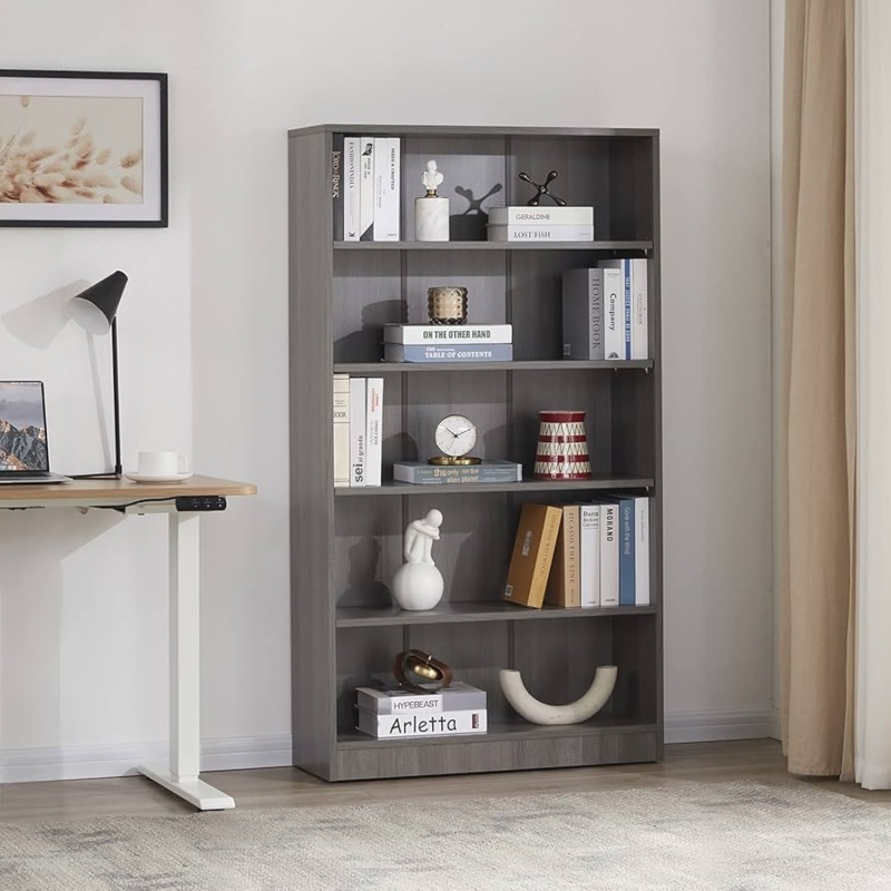 Bookcase Etagere S-Shaped Modern Staggered Tier Layout