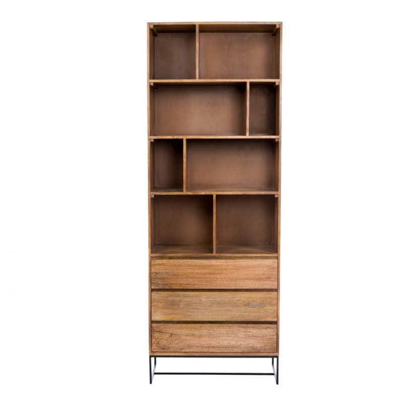 Bookcase Extra Tall Silhouette Bottom Drawers Dark Wood Storage