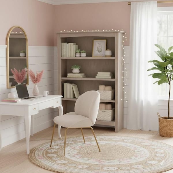 Bookcase, Four Tier, Shaker Paneling, Weathered Gray.