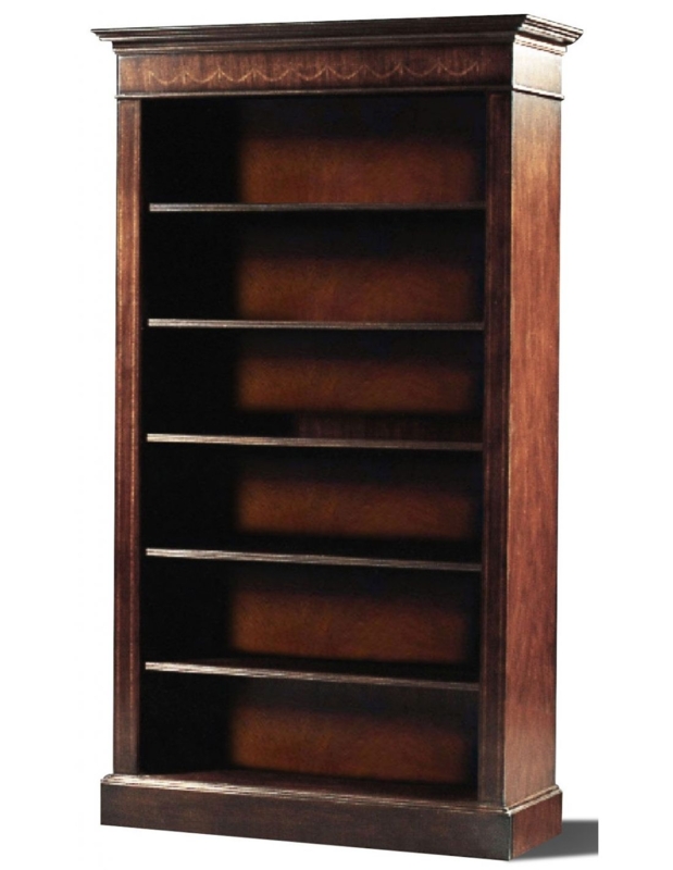 Bookcase Glass Display, Mahogany Display Cabinet with Inlay