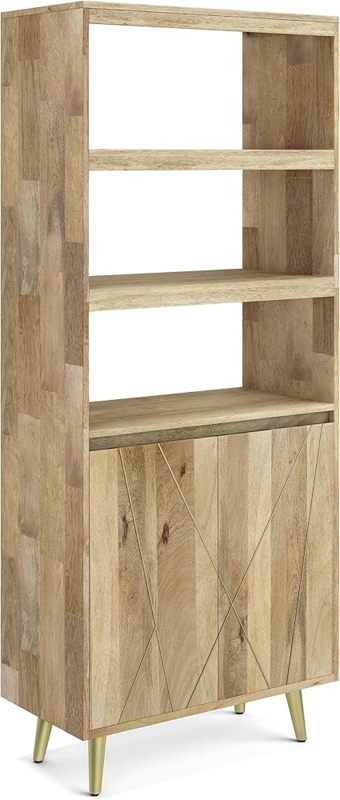 Bookcase Gold Hardware Cabinet Base Tapered Feet Contemporary Wood