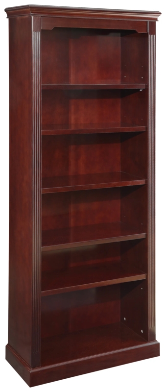 Bookcase Honey Wood Tone 75 Inch Tall Kickplate Base Traditional
