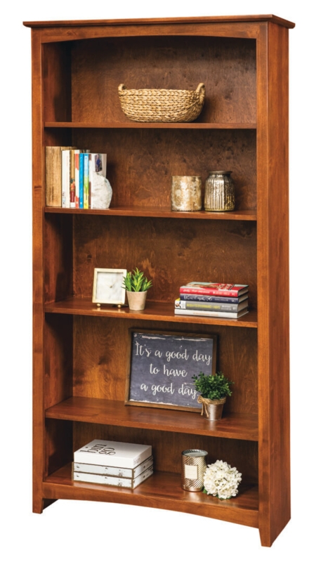 Bookcase Honey Wood Tone Shaker Style Adjustable Shelves Tall