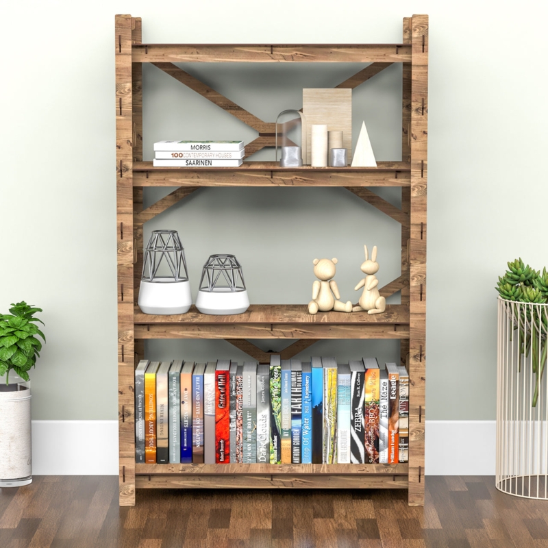 Bookcase, Honeycomb Side Panels, Geometric Silhouette, Scandinavian