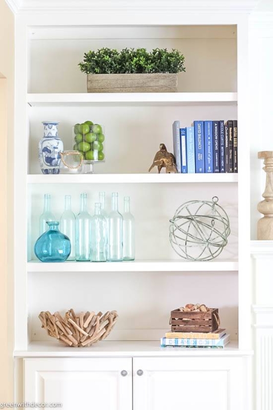 Bookcase Horizontal Stacks Nautical Accents Built-In Coastal Decor