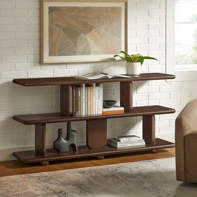 Bookcase Light Blonde Wood Sculptural Arched Sides Scandinavian Style