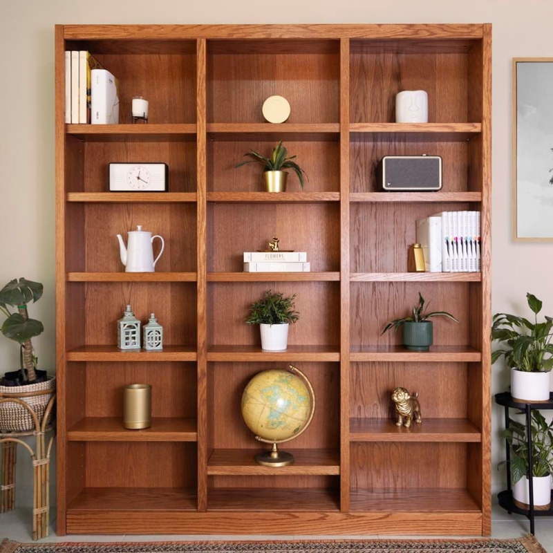 Bookcase Light Oak 84 Inch Height Adjustable Shelving Traditional Tall
