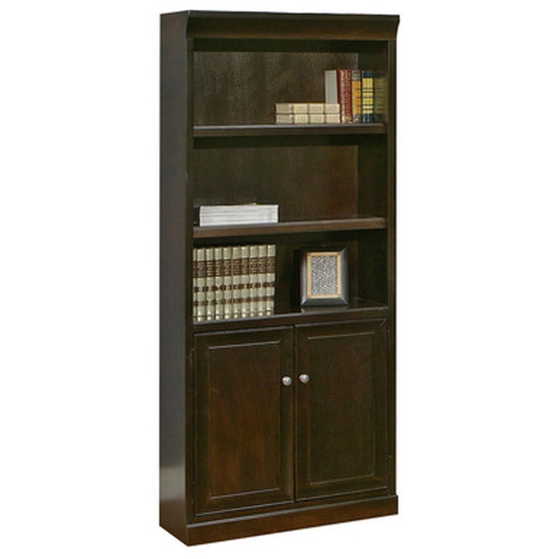 Bookcase Low Door Cabinet Six Tier Height Open Shelving