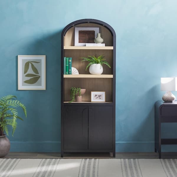 Bookcase Lower Storage Doors Matte Black Modern Farmhouse