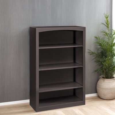 Bookcase Matte Black Six Tier Height Crown Molding Traditional Library