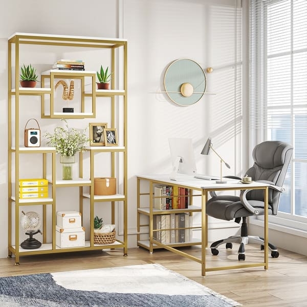 Bookcase Matte White Shelves Slender Legs Minimalist X-Back Rack