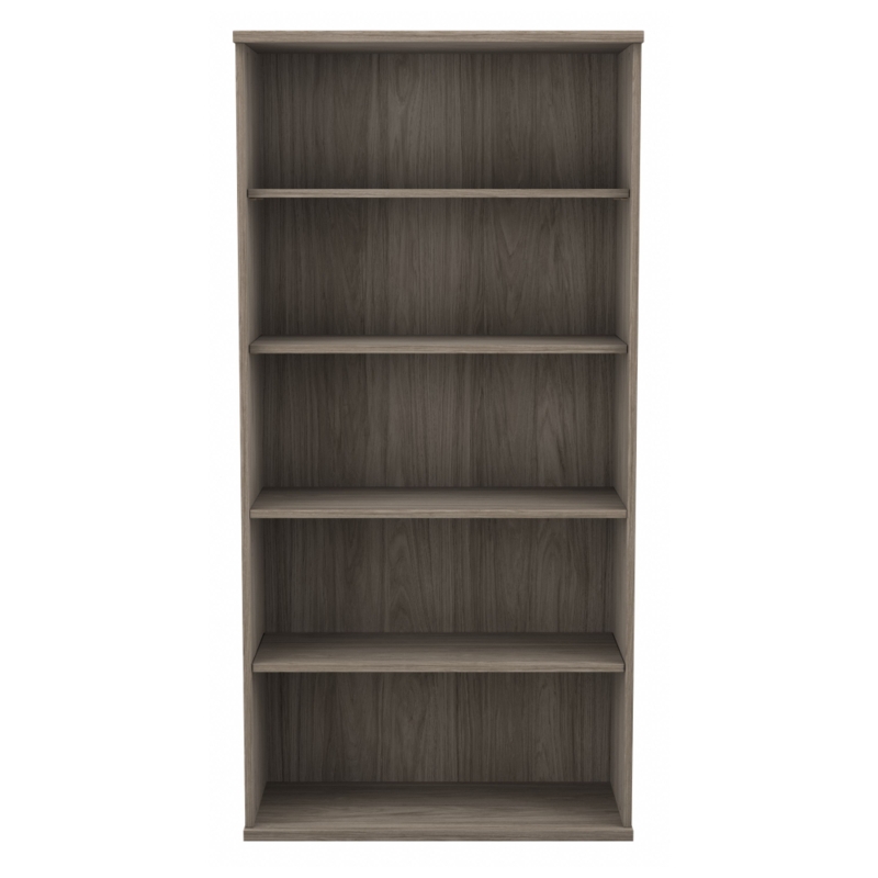 Bookcase Medium Brown Wood Tone Thick Side Panels Adjustable Shelves