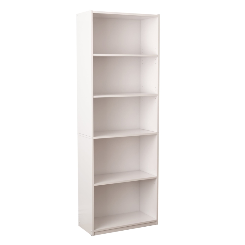 Bookcase Minimalist White Adjustable Shelves Small Space Office Storage