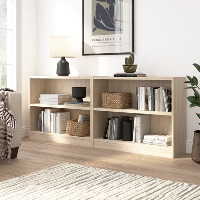 Bookcase Modular Pairing Natural Finish Two Tier Minimalist Shelving