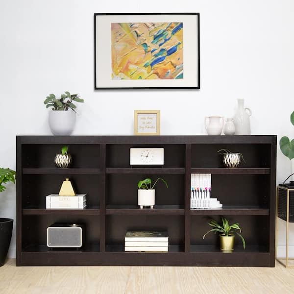 Bookcase Nine Shelf Capacity Espresso Finish Adjustable Shelves