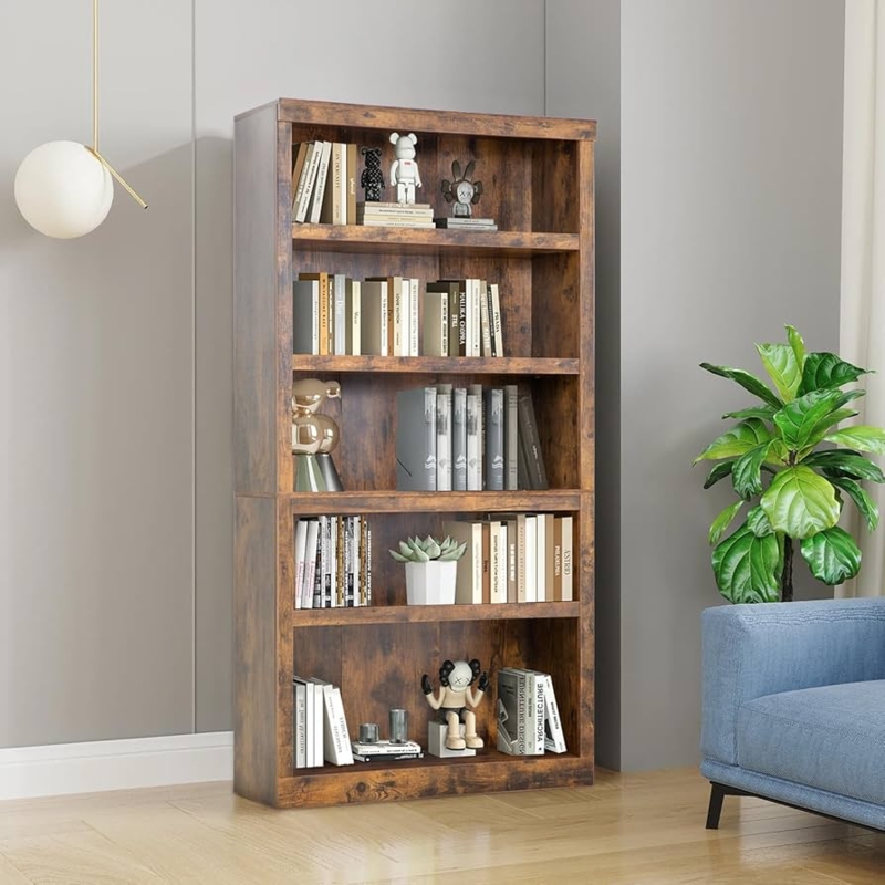 Bookcase Open Shelves Five-Tier Minimalist Storage Unit