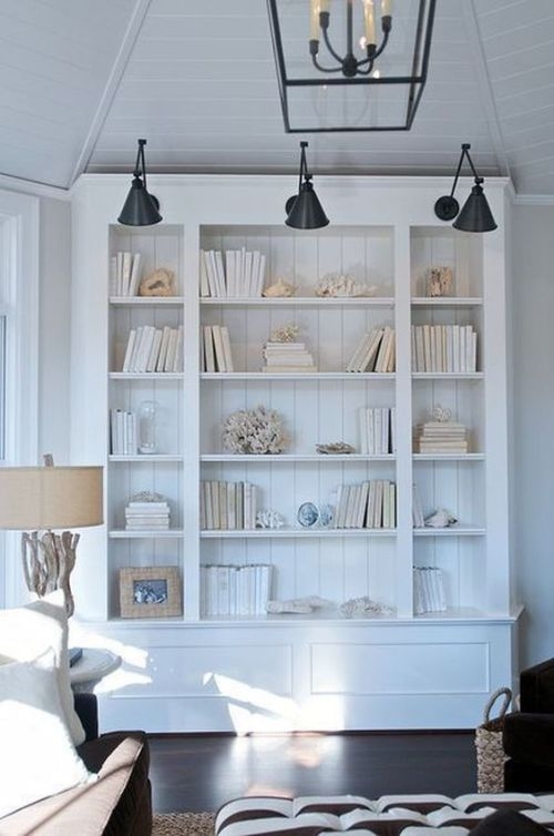 Bookcase Organic Coral Texture Blue Accents Ocean Inspired Decor