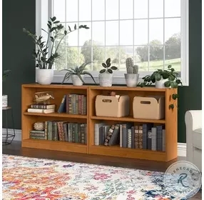 Bookcase Pair Warm Cherry Tone Set of Two Traditional Office Storage
