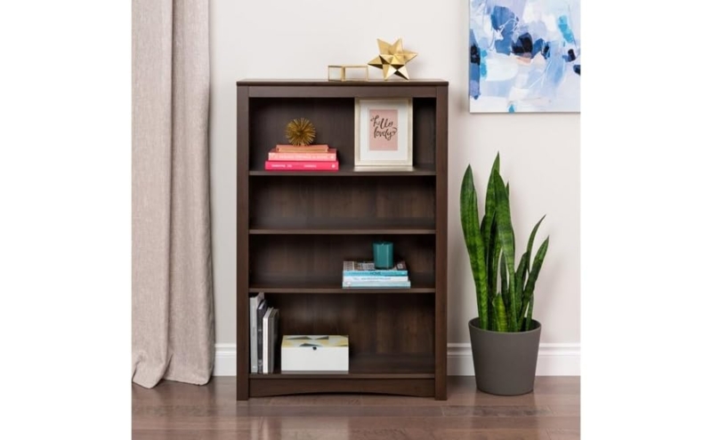 Bookcase Profiled Top Adjustable Shelves Four Tiers