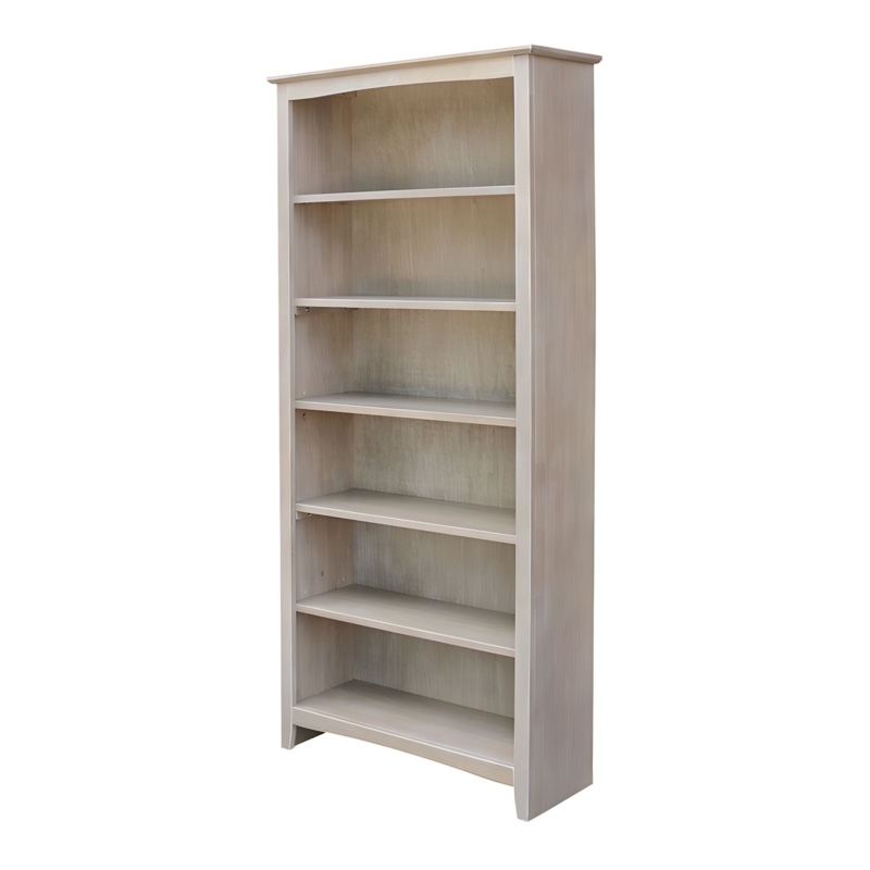 Bookcase, Recessed Panels, Kick Plate Base, Taupe Gray.