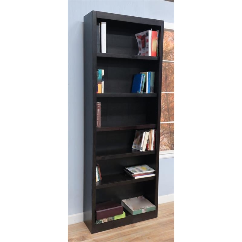 Bookcase Rectangular Silhouette Six Shelves Espresso Transitional Style