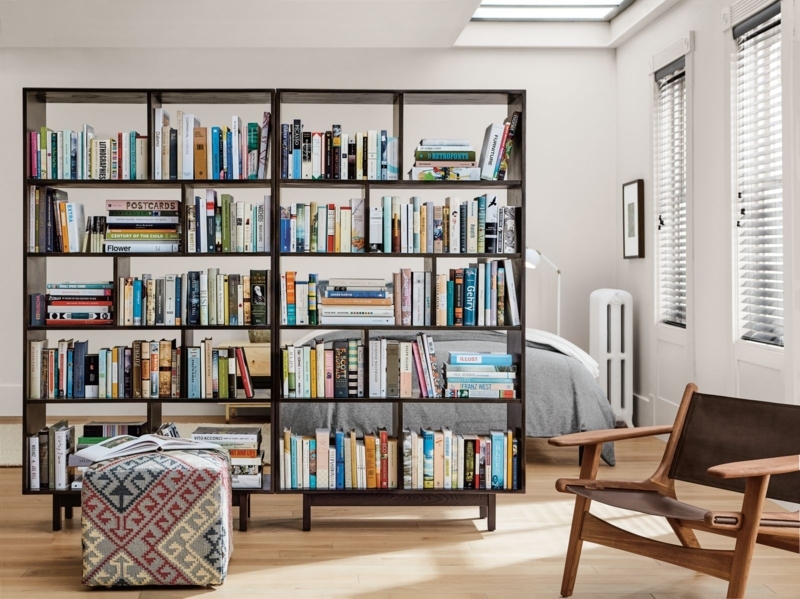 Bookcase Room Divider Open Back Natural Wood Scandinavian Style