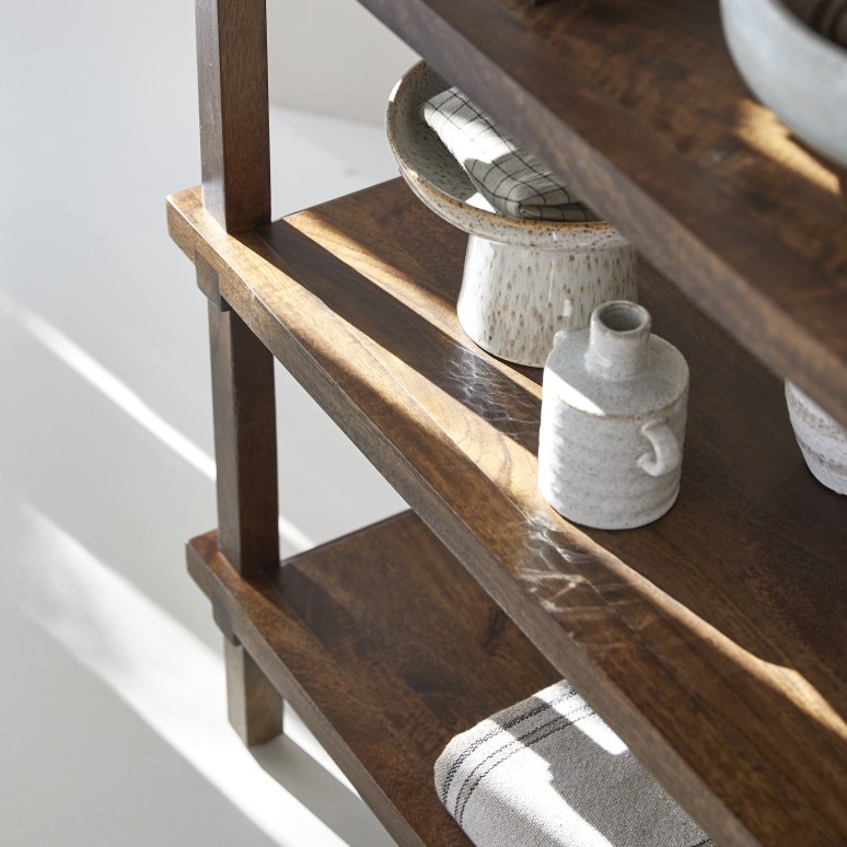Bookcase Rounded Top Frame Recessed Drawer Pulls Dark Brown Wood