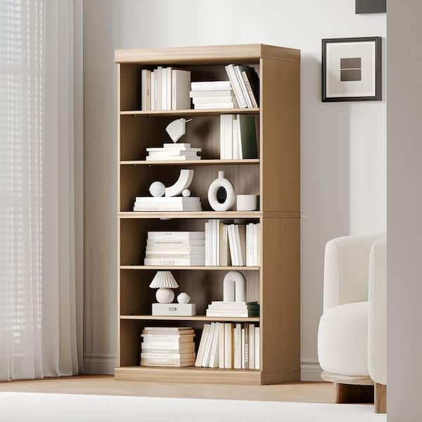 Bookcase Scandinavian Natural Wood Open Frame Slender Silhouette