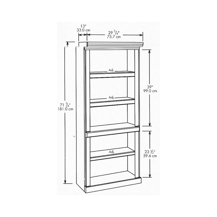 Bookcase Set Recessed Panels Traditional Dark Brown Modular